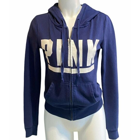‎PINK Navy Hooded Sweatshirt Adult XS - Picture 1 of 3